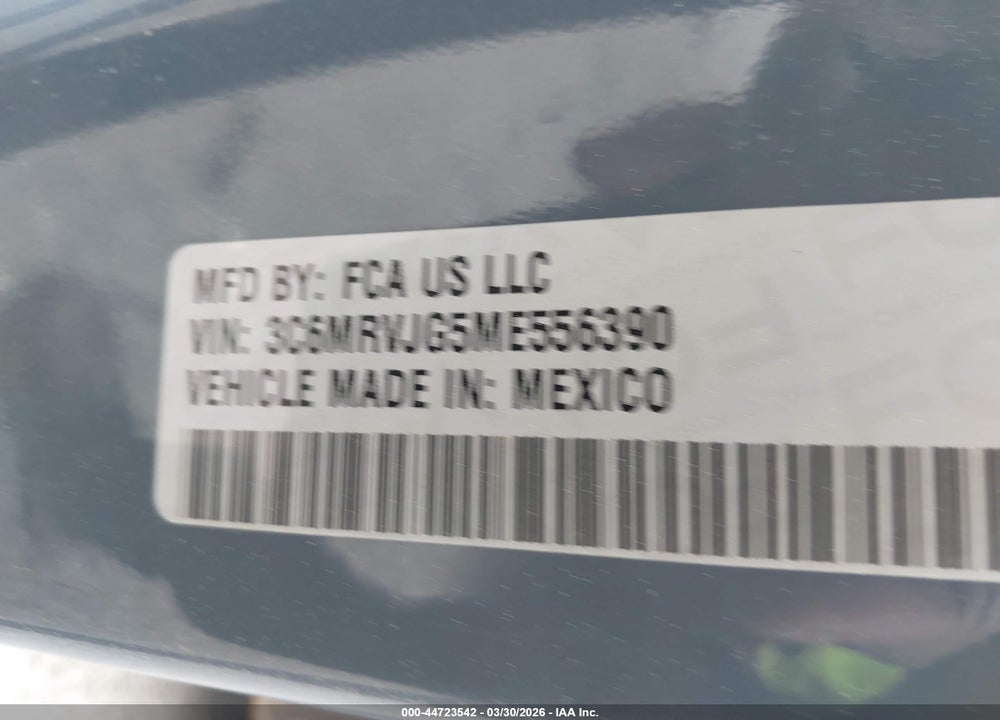 2021 RAM PROMASTER 3500 CARGO VAN HIGH ROOF 159 WB EXT VIN: 3C6MRVJG5ME556390