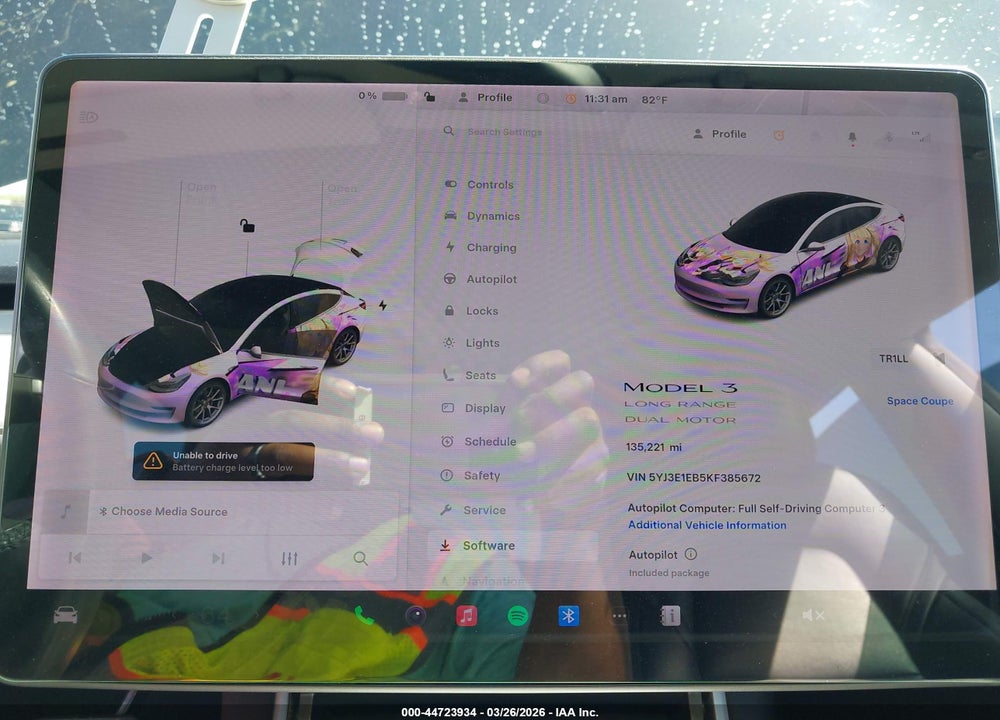 2019 TESLA MODEL 3 LONG RANGE/PERFORMANCE VIN: 5YJ3E1EB5KF385672