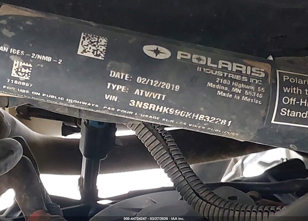2019 POLARIS GENERAL VIN: 3NSRHK990KH832281