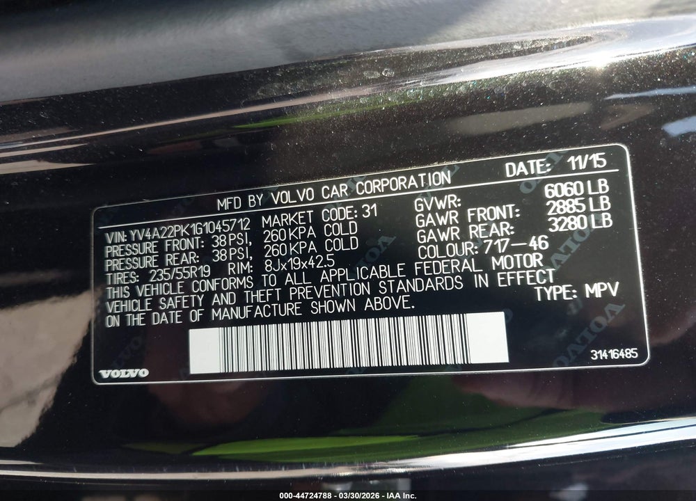 2016 VOLVO XC90 T6 MOMENTUM VIN: YV4A22PK1G1045712