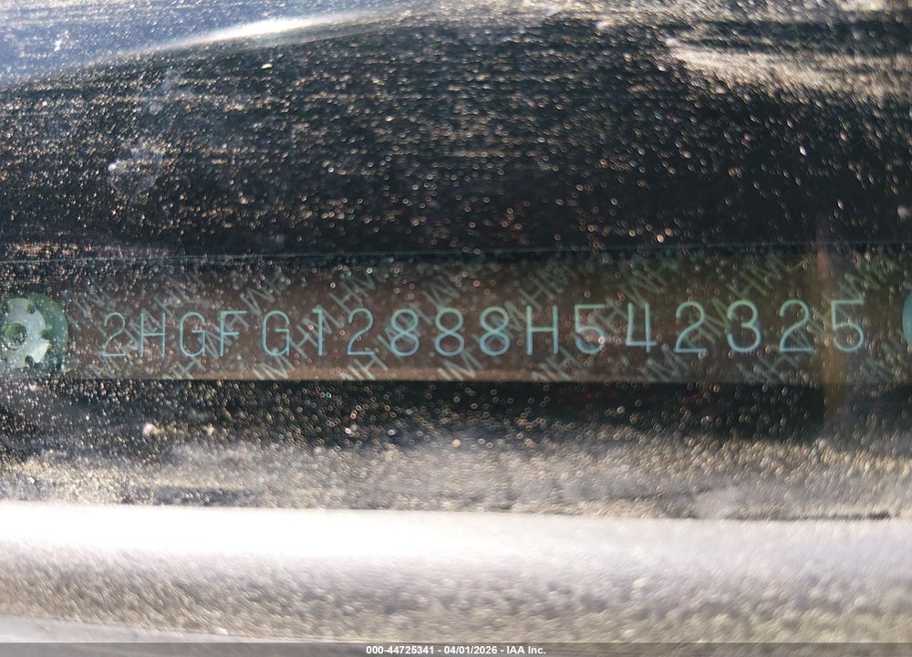 2008 HONDA CIVIC EX VIN: 2HGFG12888H542325