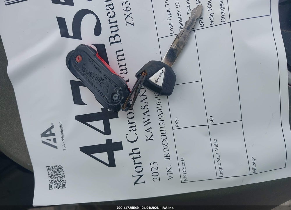 2023 KAWASAKI ZX636 K VIN: JKBZXJH12PA016197