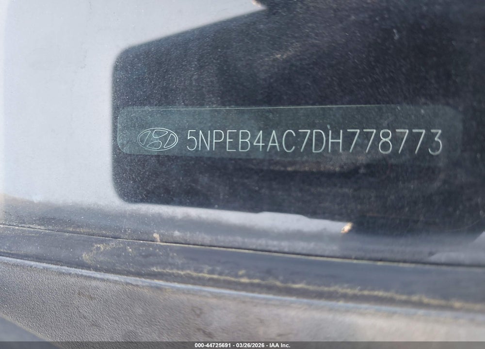 2013 HYUNDAI SONATA GLS VIN: 5NPEB4AC7DH778773