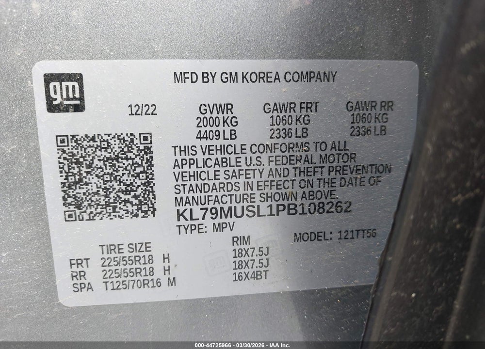 2023 CHEVROLET TRAILBLAZER AWD RS VIN: KL79MUSL1PB108262
