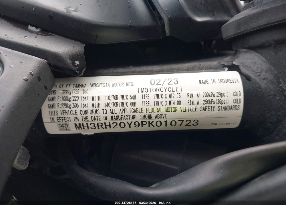 2023 YAMAHA MT-03 VIN: MH3RH20Y9PK010723