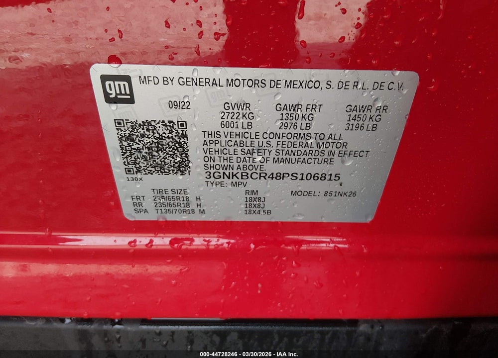2023 CHEVROLET BLAZER FWD 2LT VIN: 3GNKBCR48PS106815