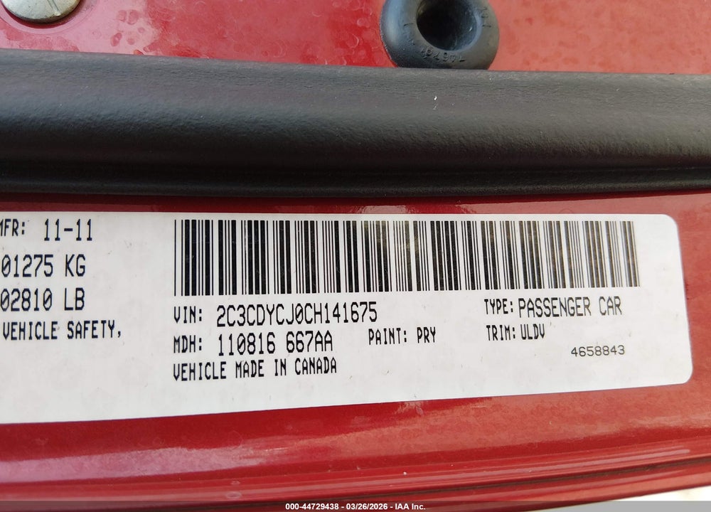 2012 DODGE CHALLENGER SRT8 392 VIN: 2C3CDYCJ0CH141675