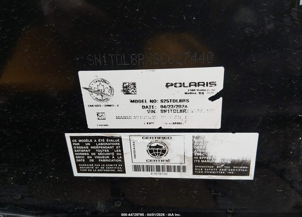 2025 POLARIS OTHER VIN: SN1TDL8RXSC627440