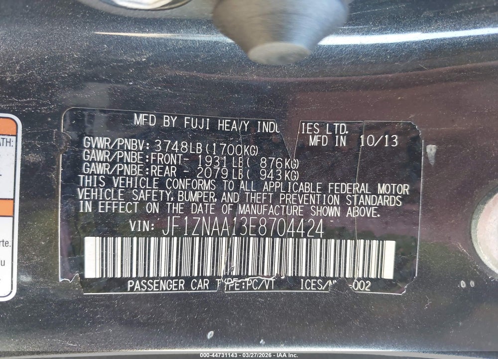 2014 SCION FR-S VIN: JF1ZNAA13E8704424