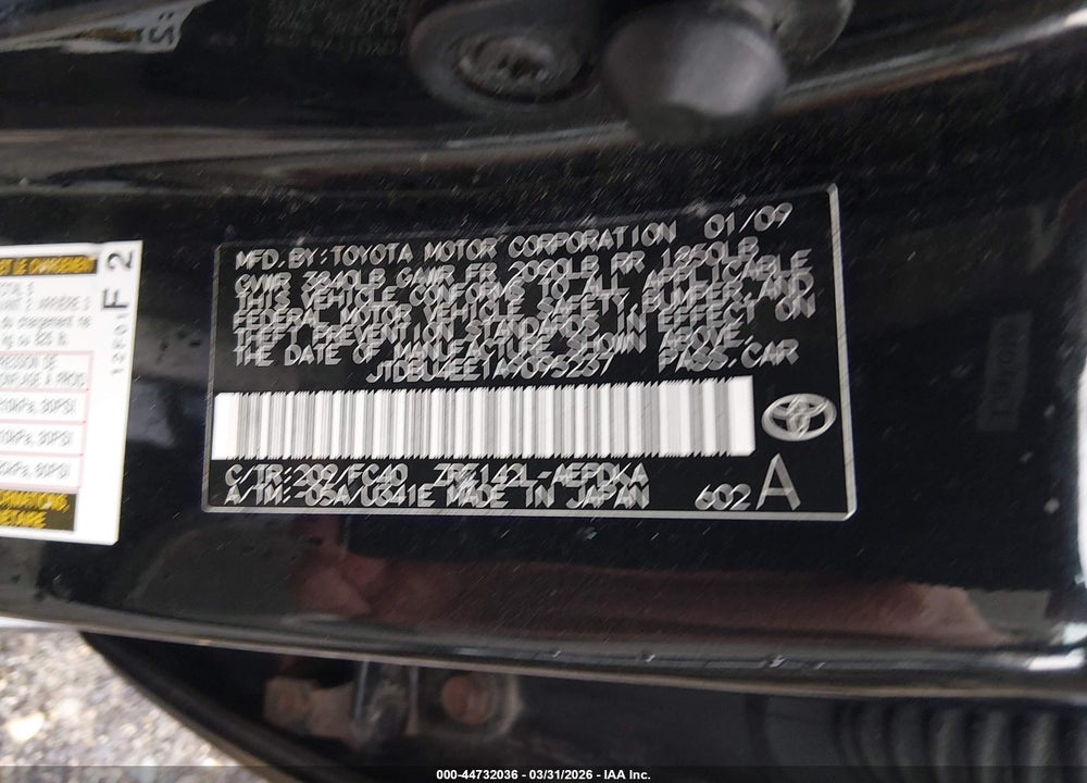 2010 TOYOTA COROLLA LE VIN: JTDBU4EE1A9095237