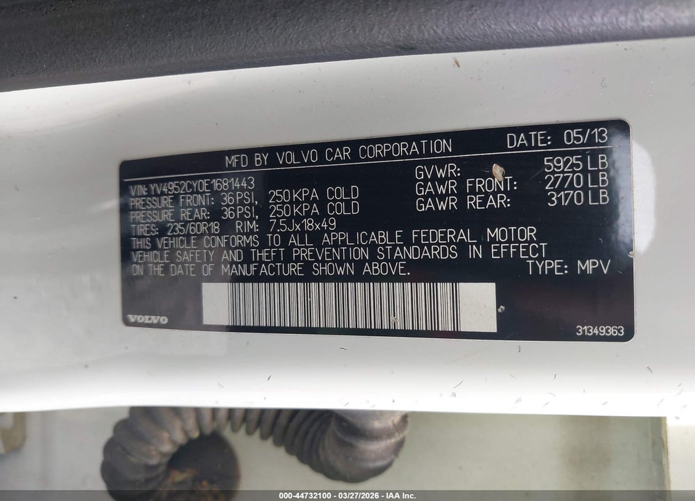 2014 VOLVO XC90 3.2 VIN: YV4952CY0E1681443