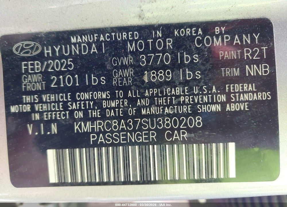 2025 HYUNDAI VENUE SEL VIN: KMHRC8A37SU380208