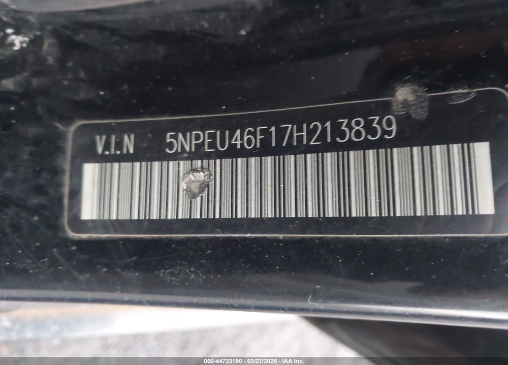 2007 HYUNDAI SONATA LIMITED/SE V6 VIN: 5NPEU46F17H213839
