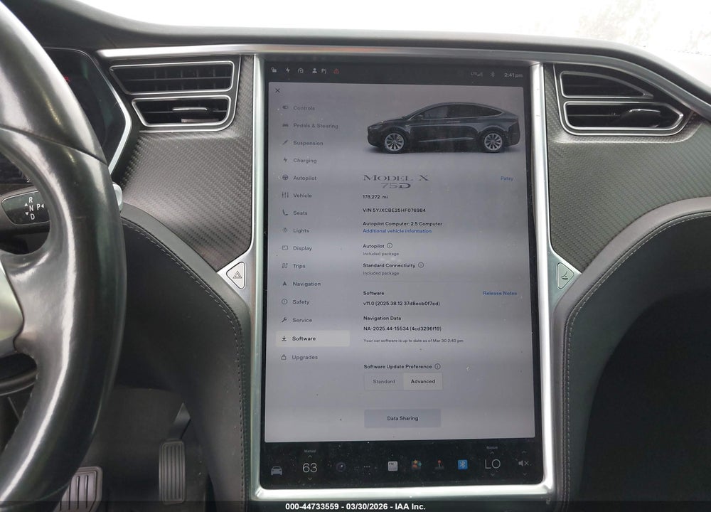 2017 TESLA MODEL X 100D/75D/90D VIN: 5YJXCBE25HF076984