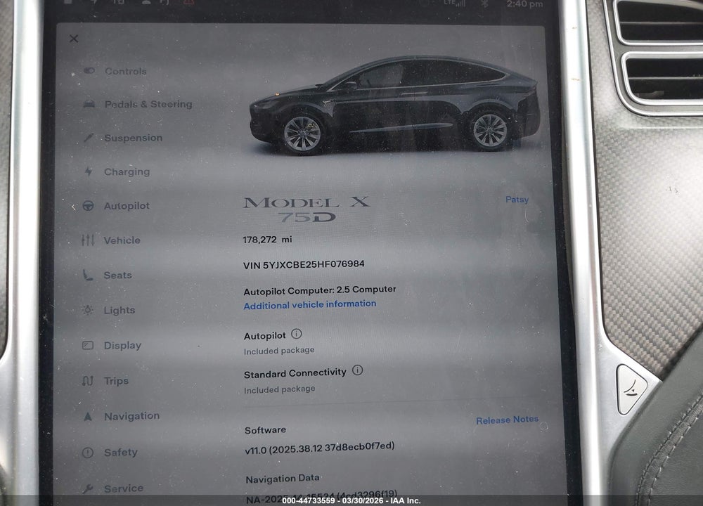 2017 TESLA MODEL X 100D/75D/90D VIN: 5YJXCBE25HF076984