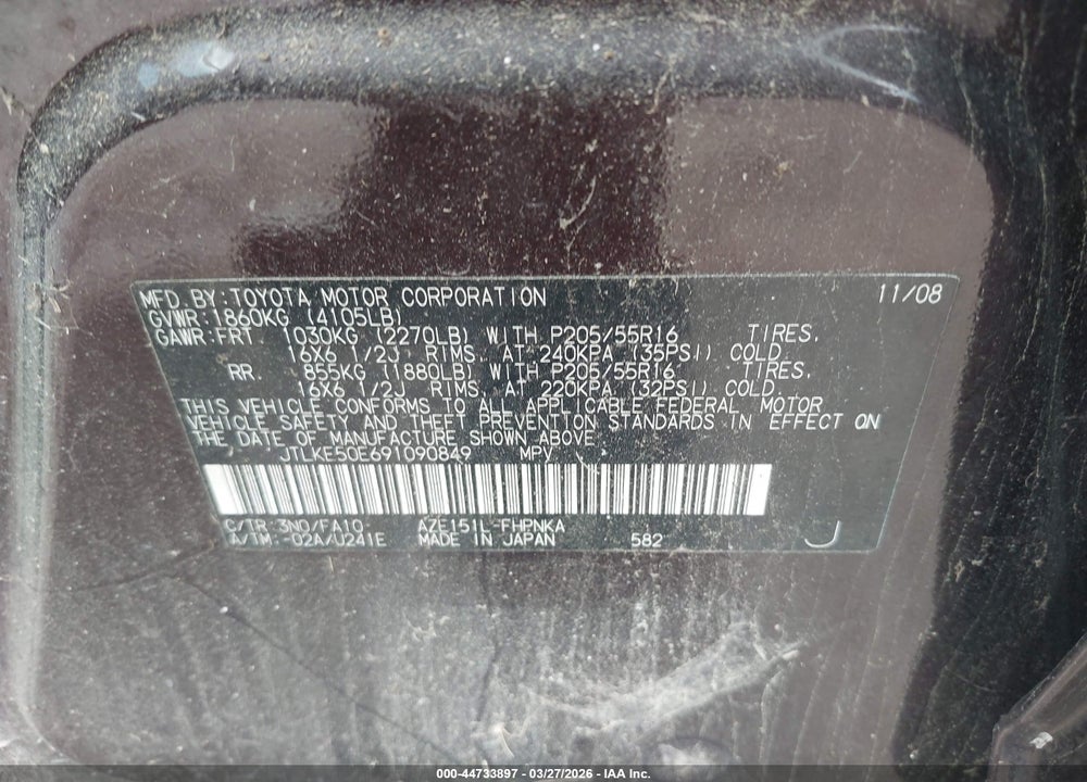 2009 SCION XB VIN: JTLKE50E691090849