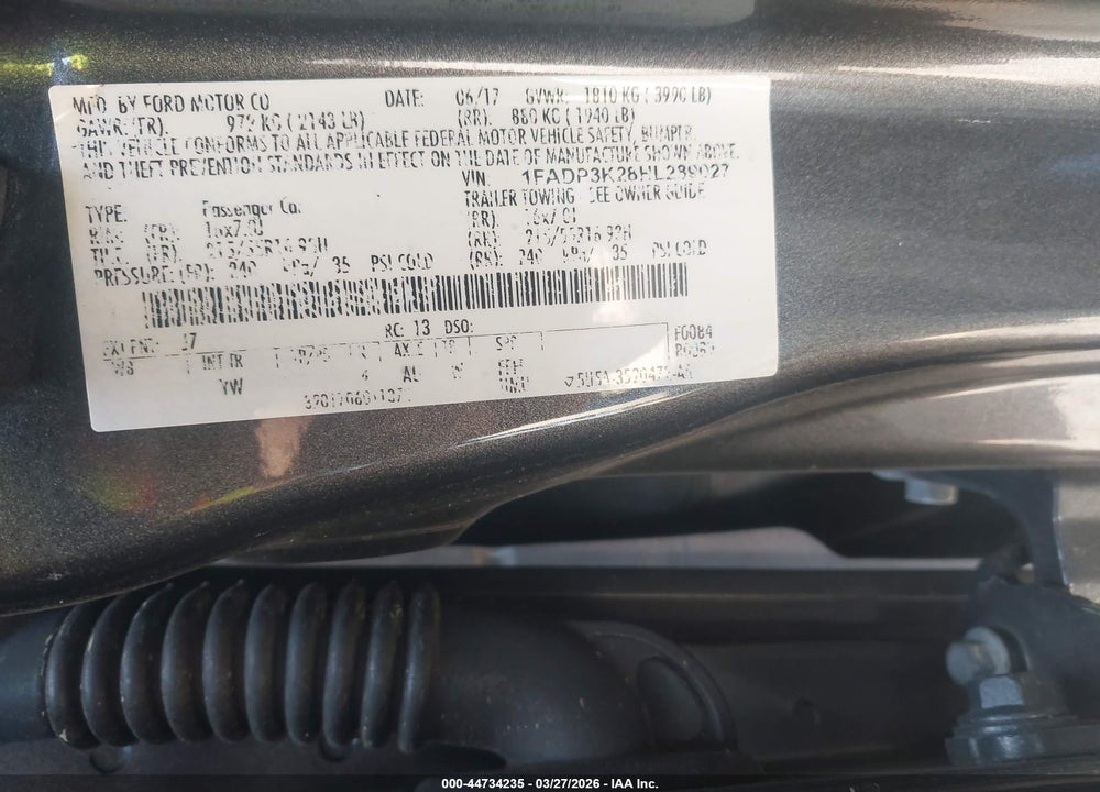 2017 FORD FOCUS SE VIN: 1FADP3K28HL289027