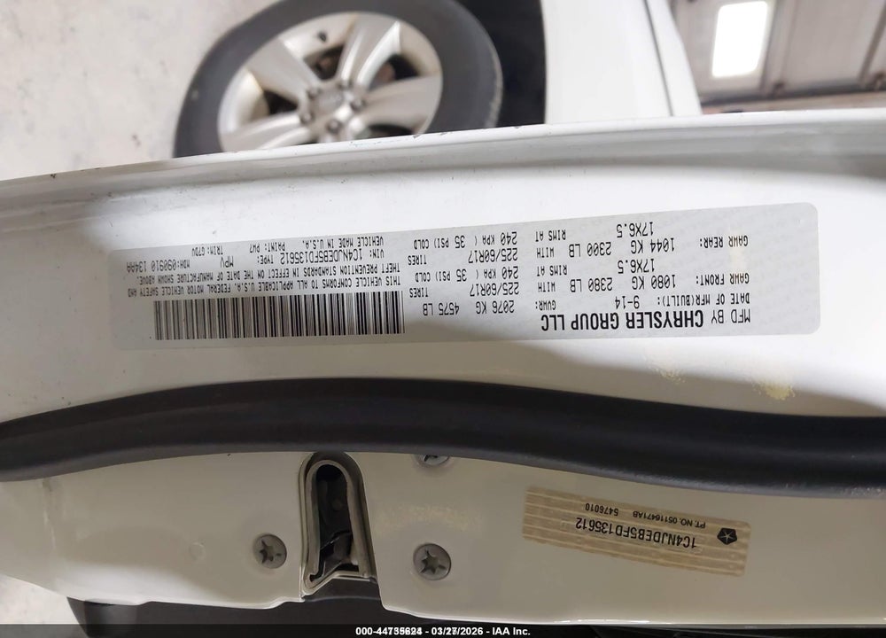 2015 JEEP COMPASS LATITUDE VIN: 1C4NJDEB5FD135612