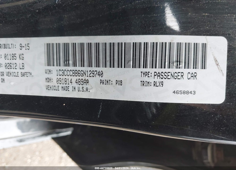 2016 CHRYSLER 200 S VIN: 1C3CCCBB6GN129740