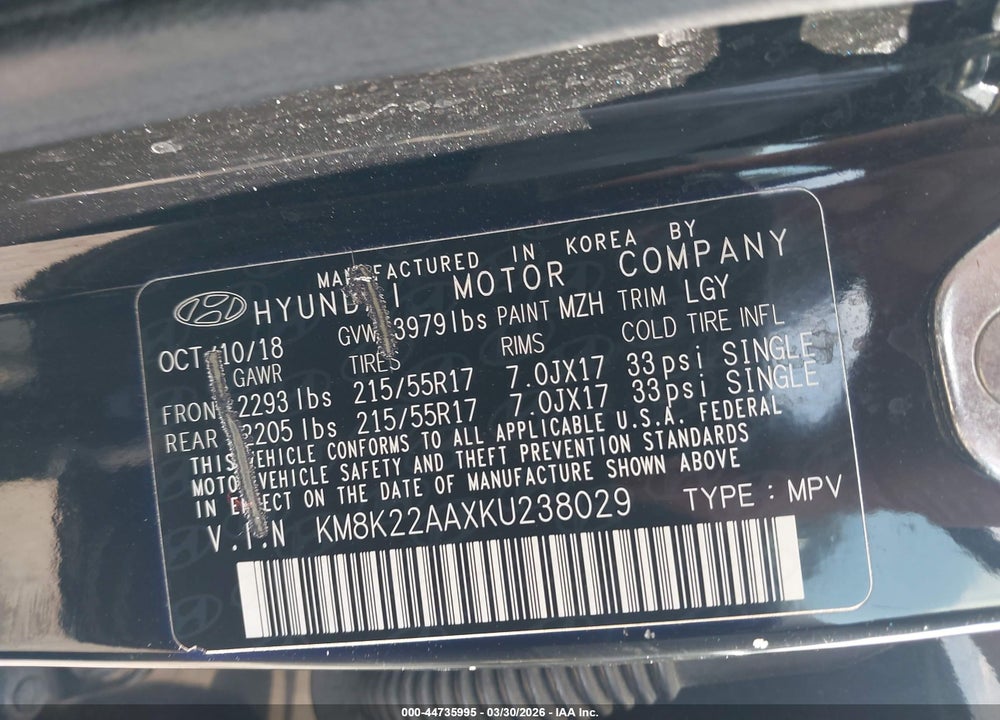 2019 HYUNDAI KONA SEL VIN: KM8K22AAXKU238029