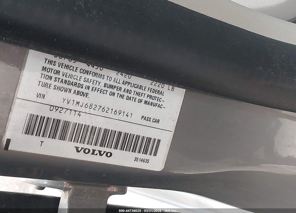 2006 VOLVO V50 T5 VIN: YV1MJ682762169141