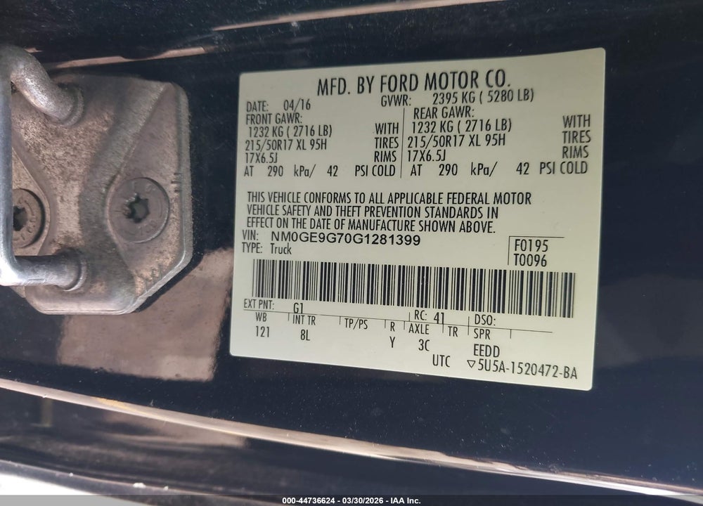 2016 FORD TRANSIT CONNECT TITANIUM VIN: NM0GE9G70G1281399