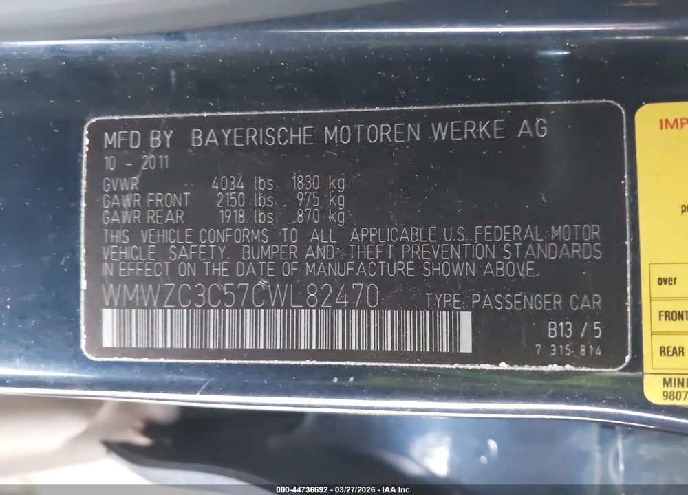2012 MINI COOPER S COUNTRYMAN VIN: WMWZC3C57CWL82470
