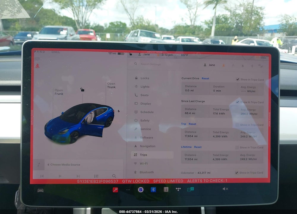 2018 TESLA MODEL 3 LONG RANGE/PERFORMANCE VIN: 5YJ3E1EB2JF096537