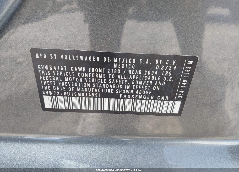 2025 VOLKSWAGEN JETTA 1.5T SE VIN: 3VW7X7BU1SM014991