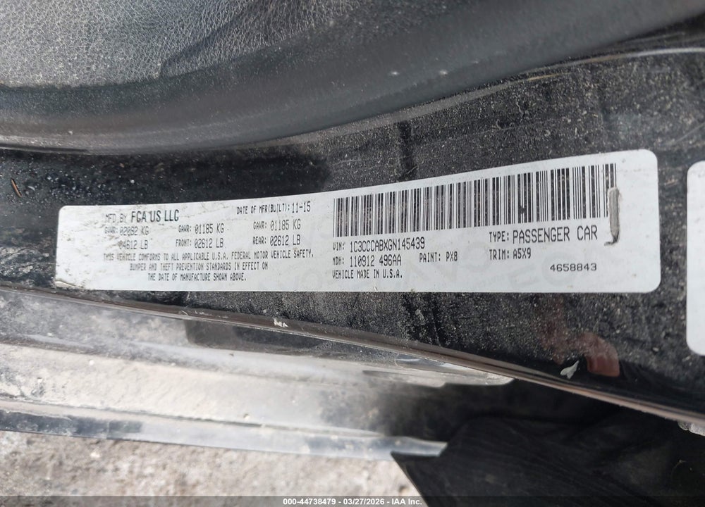 2016 CHRYSLER 200 LIMITED VIN: 1C3CCCABXGN145439