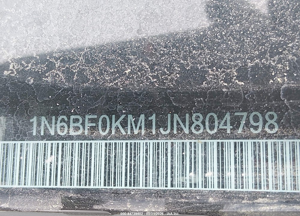 2018 NISSAN NV CARGO NV1500 SV V6 VIN: 1N6BF0KM1JN804798