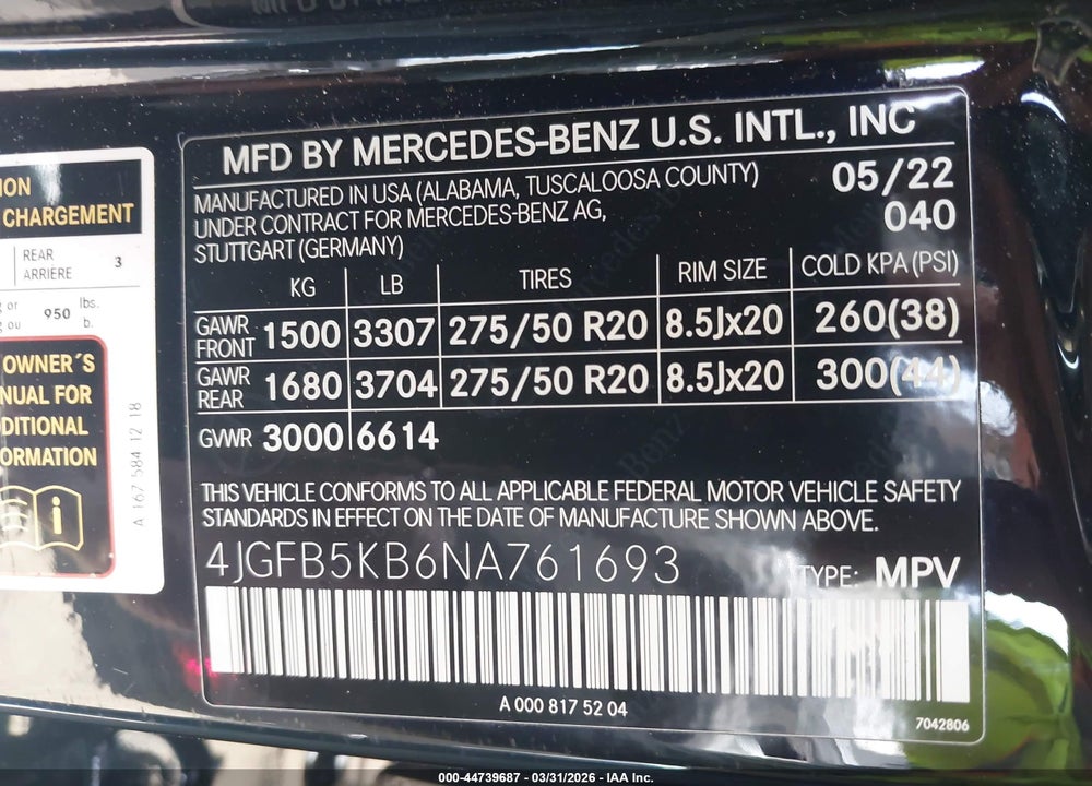 2022 MERCEDES-BENZ GLE 450 4MATIC VIN: 4JGFB5KB6NA761693