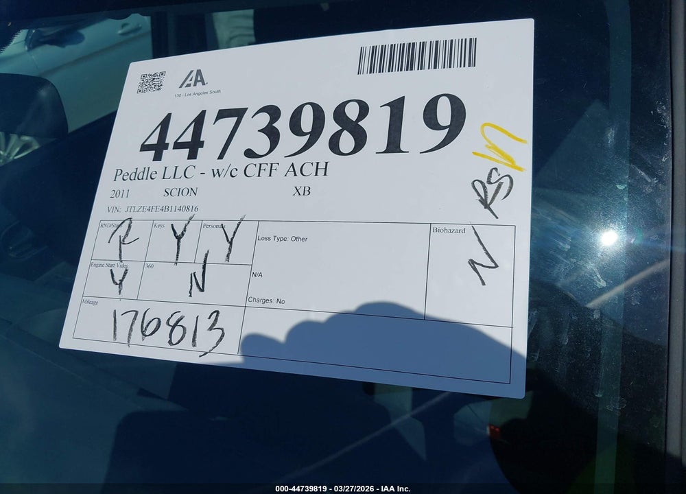 2011 SCION XB VIN: JTLZE4FE4B1140816
