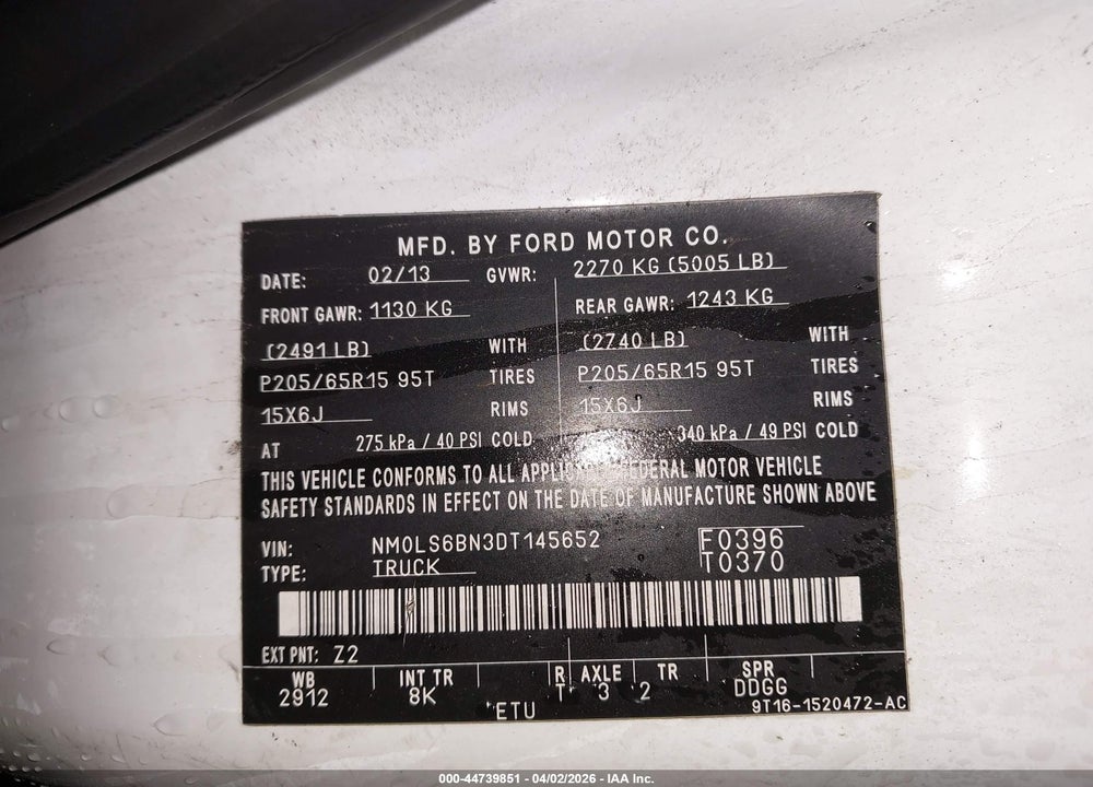 2013 FORD TRANSIT CONNECT XLT VIN: NM0LS6BN3DT145652