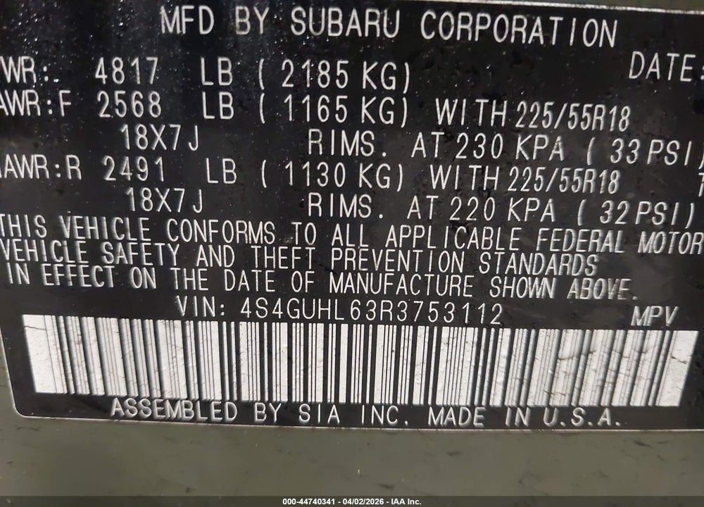 2024 SUBARU CROSSTREK LIMITED VIN: 4S4GUHL63R3753112