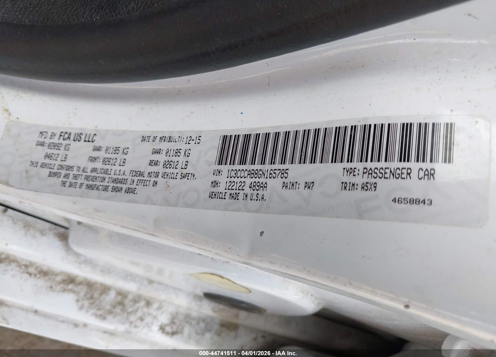2016 CHRYSLER 200 LIMITED VIN: 1C3CCCAB8GN165785