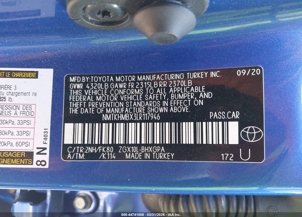 2020 TOYOTA C-HR XLE VIN: NMTKHMBX3LR117946