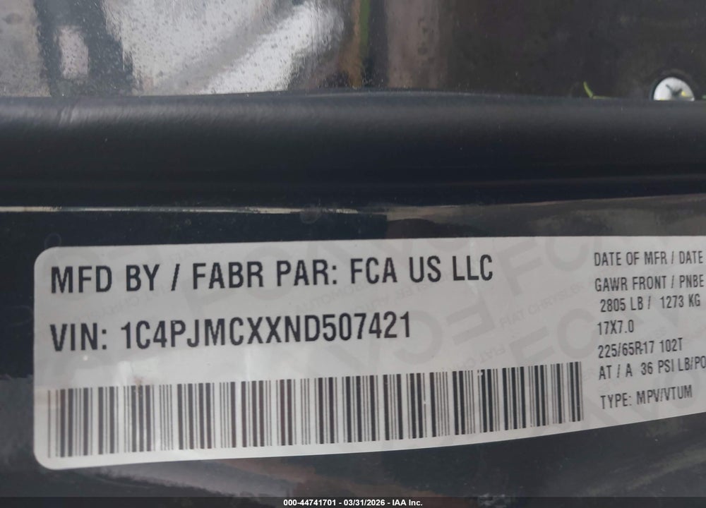 2022 JEEP CHEROKEE NORTH VIN: 1C4PJMCXXND507421