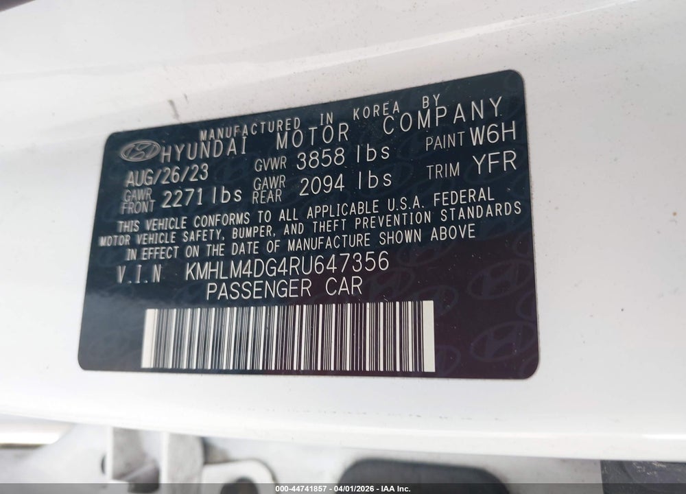 2024 HYUNDAI ELANTRA SEL VIN: KMHLM4DG4RU647356