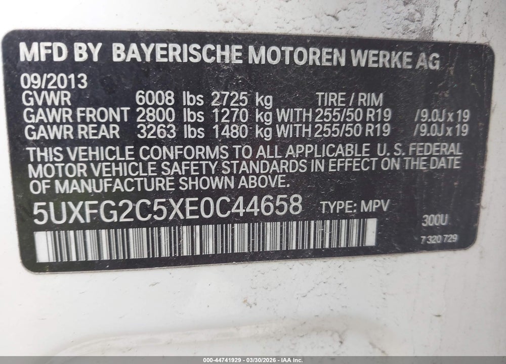 2014 BMW X6 XDRIVE35I VIN: 5UXFG2C5XE0C44658