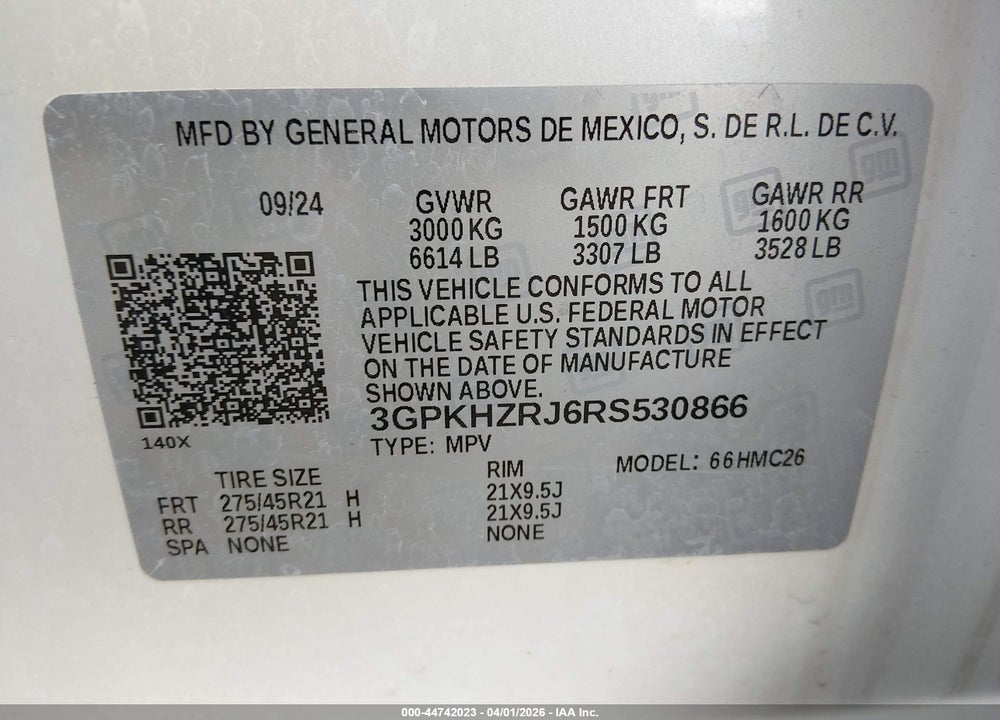 2024 HONDA PROLOGUE ELITE VIN: 3GPKHZRJ6RS530866
