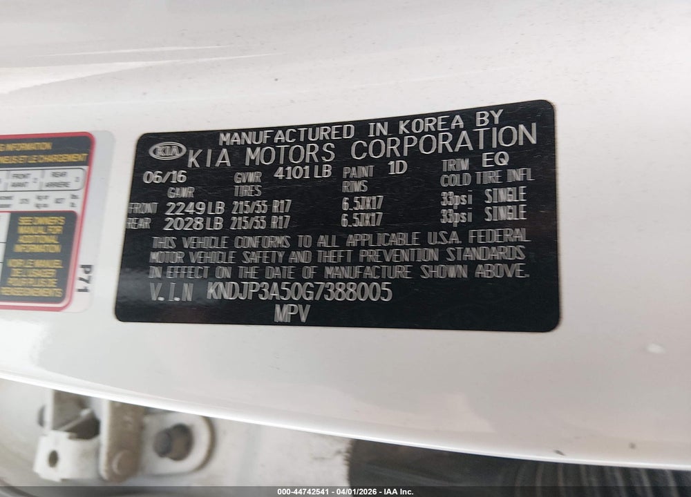 2016 KIA SOUL + VIN: KNDJP3A50G7388005