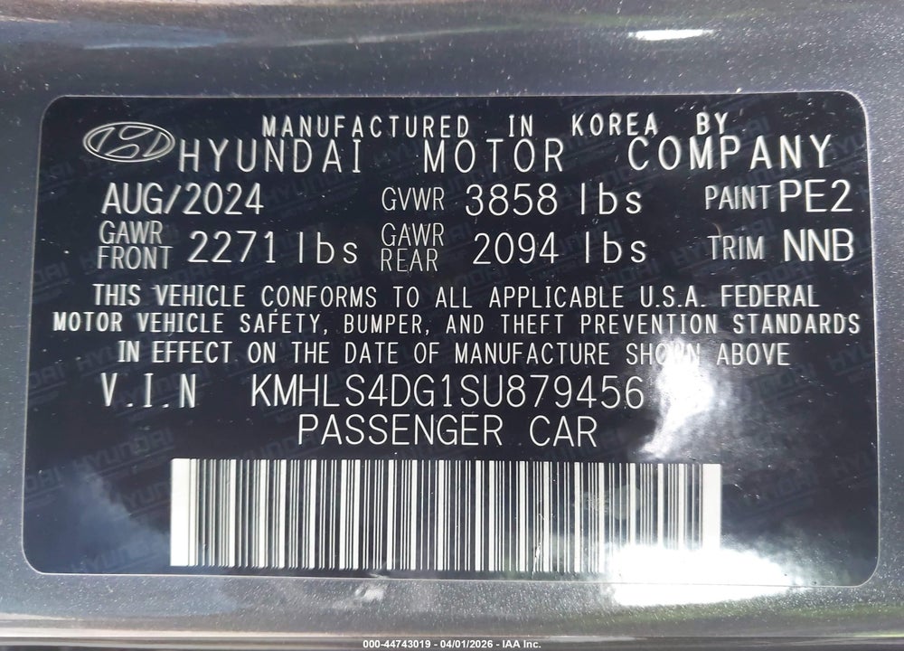 2025 HYUNDAI ELANTRA SEL CONVENIENCE VIN: KMHLS4DG1SU879456