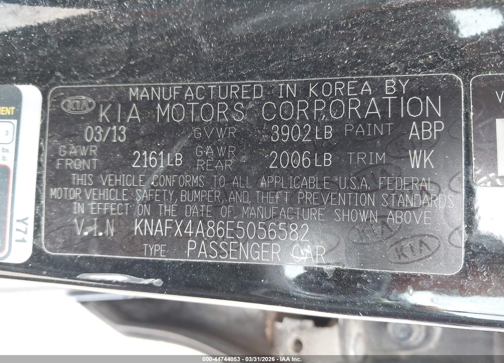 2014 KIA FORTE EX VIN: KNAFX4A86E5056582