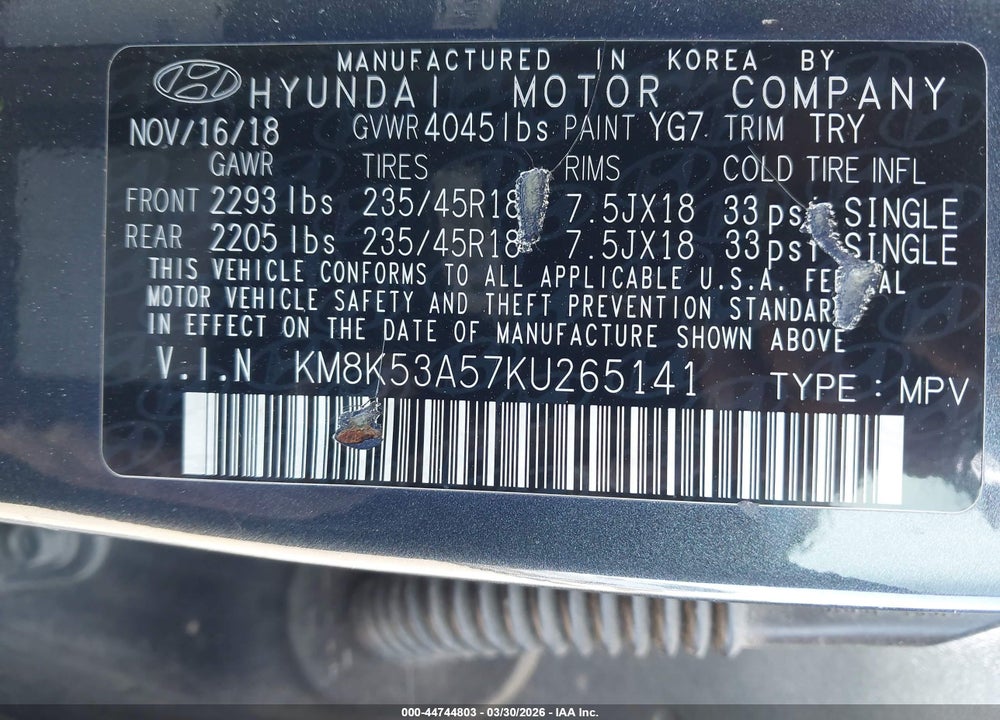 2019 HYUNDAI KONA ULTIMATE VIN: KM8K53A57KU265141