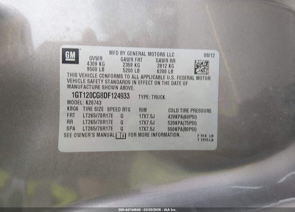 2013 GMC SIERRA 2500HD SLE VIN: 1GT120CG8DF124933