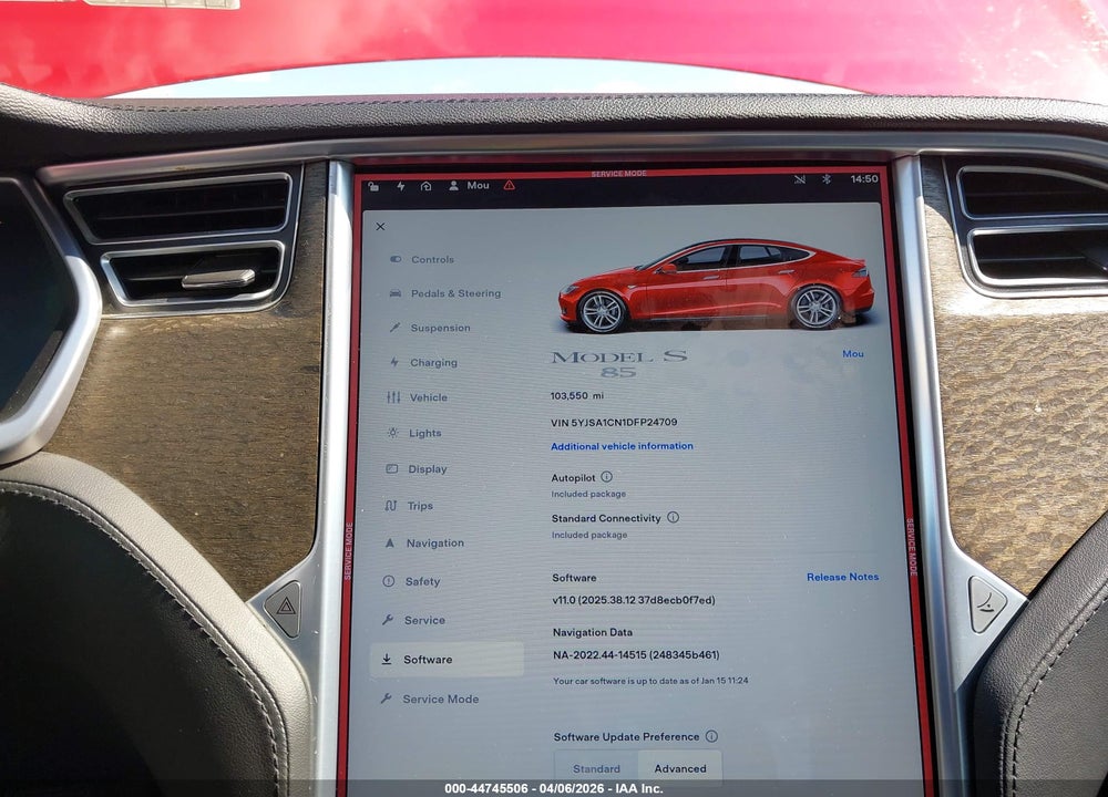 2013 TESLA MODEL S VIN: 5YJSA1CN1DFP24709