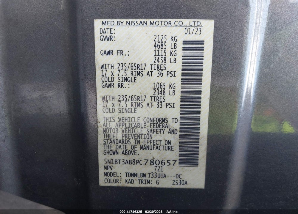 2023 NISSAN ROGUE S INTELLIGENT AWD VIN: 5N1BT3AB8PC780657