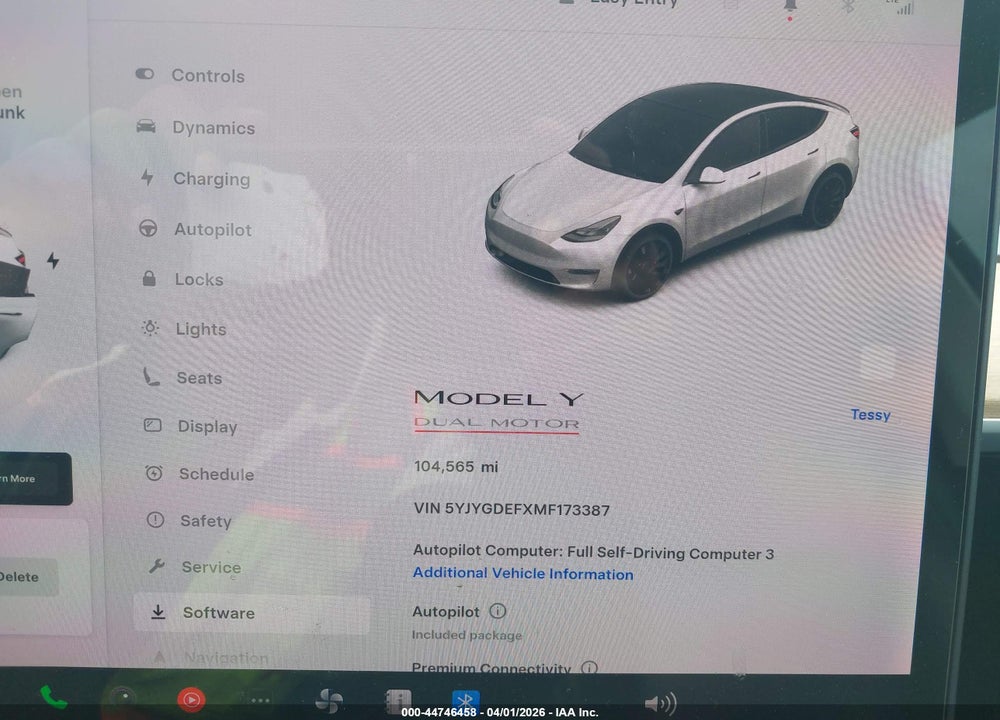 2021 TESLA MODEL Y PERFORMANCE DUAL MOTOR ALL-WHEEL DRIVE VIN: 5YJYGDEFXMF173387
