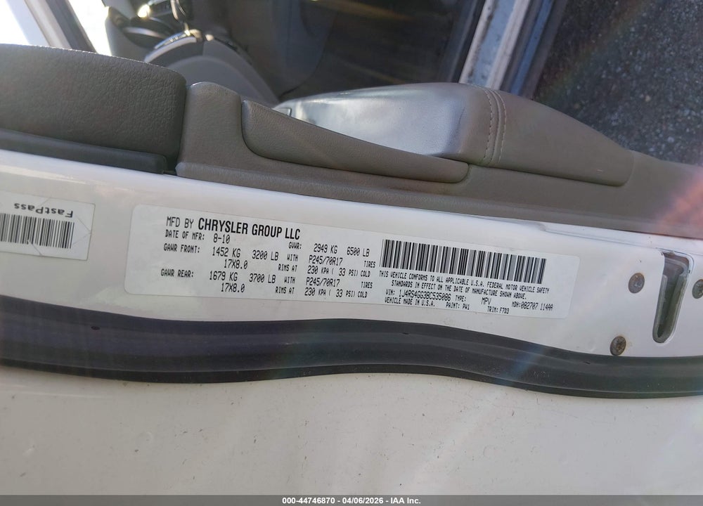 2011 JEEP GRAND CHEROKEE LAREDO VIN: 1J4RS4GG3BC535086